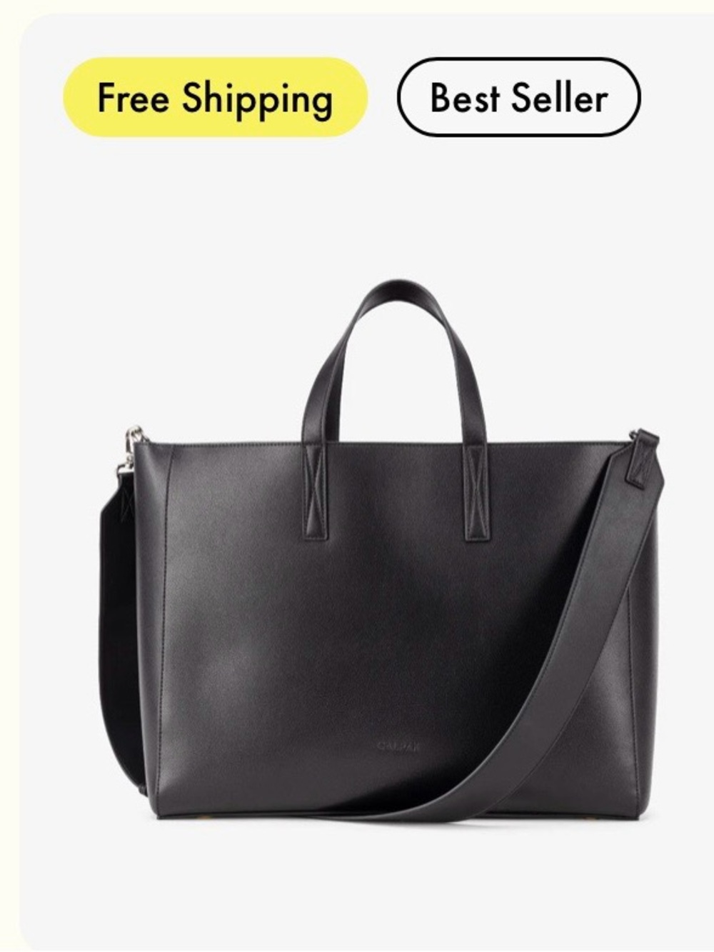 CALPAK Haven 16” Laptop Tote Bag Black Vegan Leather Work Travel Bag #calpak
